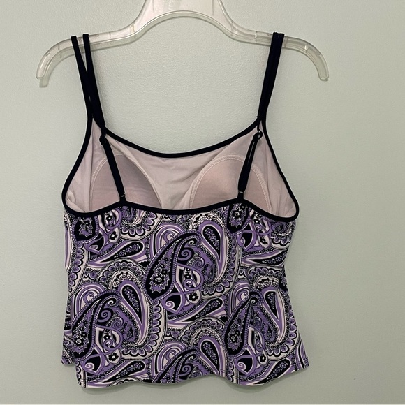 Purple and navy blue with white tankini top. size14 built in padded cups - Picture 5 of 5